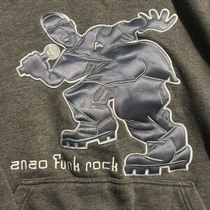 Anao Pullover Hoodie Punk Radio Embroidered Design Skater Punk Charcoal XL Mens